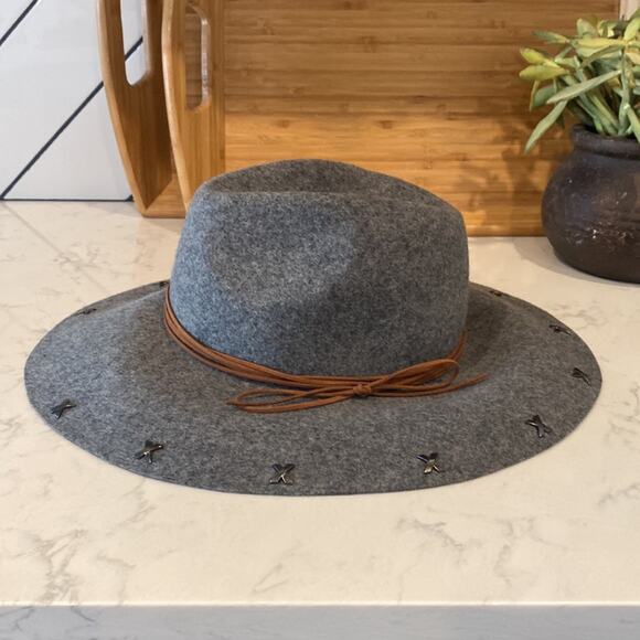 Green Label wool silver leather accents bohemian western Gypsy adjustable grey main image 4